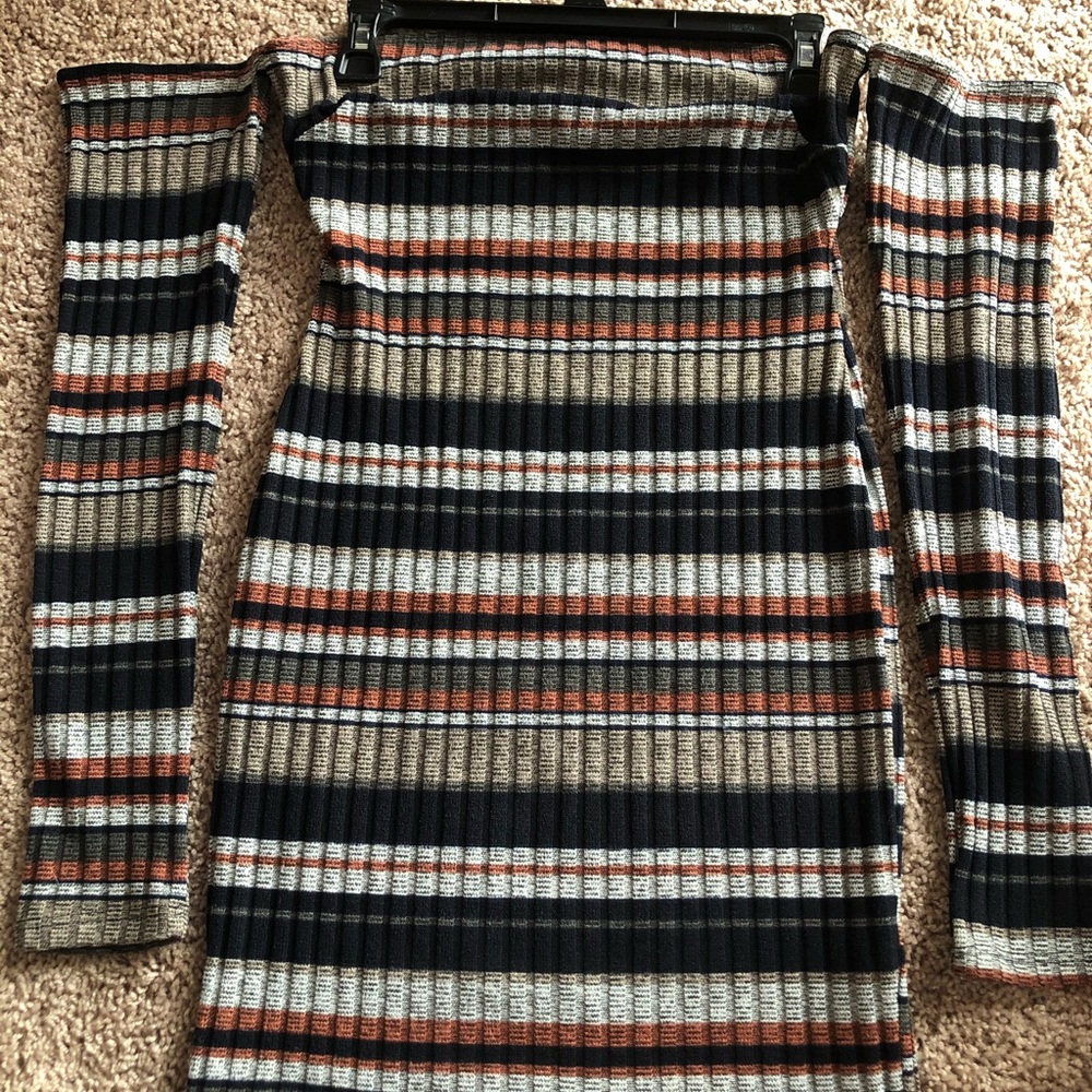 Off The Shoulder Striped Dress